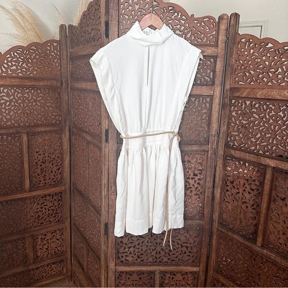 NEW NWT ZIMMERMANN Belted Twill Mini Dress - Off-White